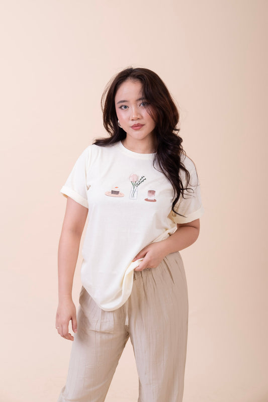 ROUND NECK CREAM T-SHIRT