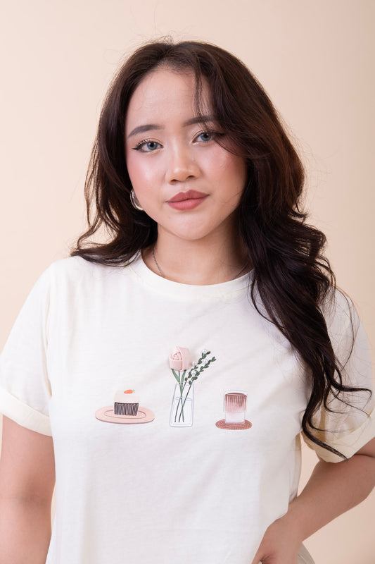 ROUND NECK CREAM T-SHIRT