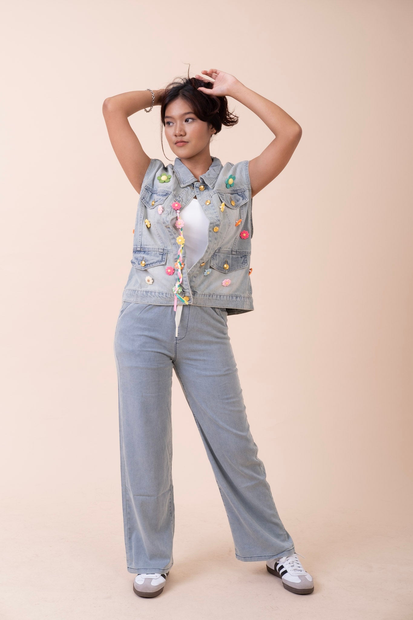 SUNSHINE SLEEVELESS BOHO DENIM JACKET