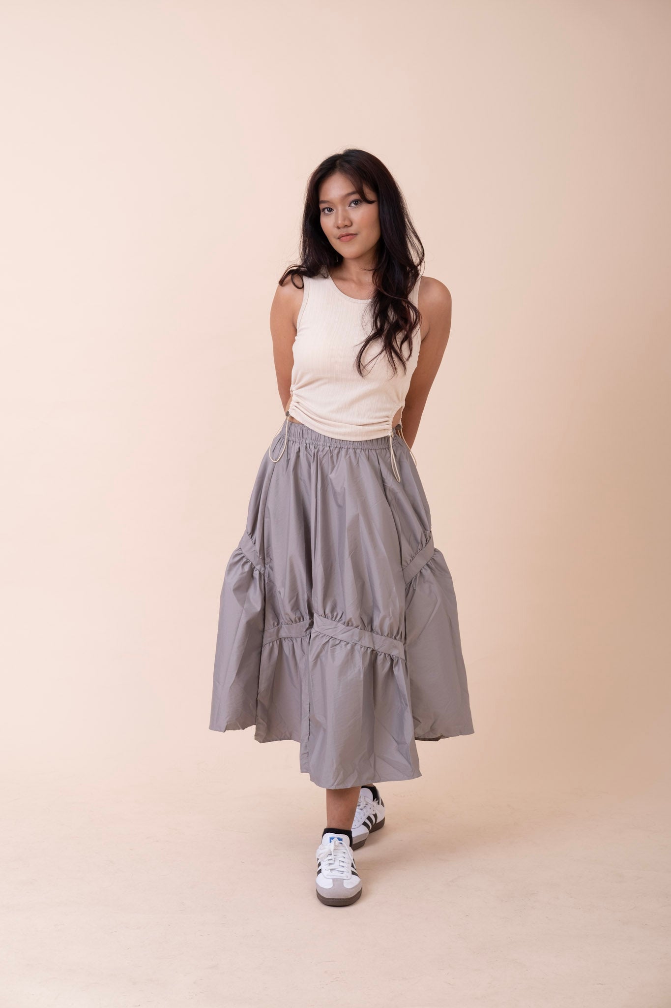 KOREAN ASYMMETRICAL GREY SKIRT