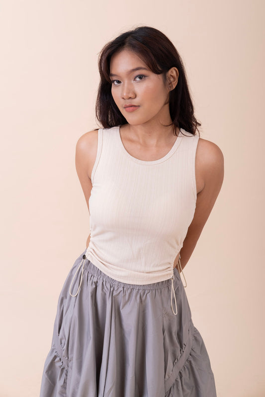 RUCHED TANK TOP WITH INBUILT PADS