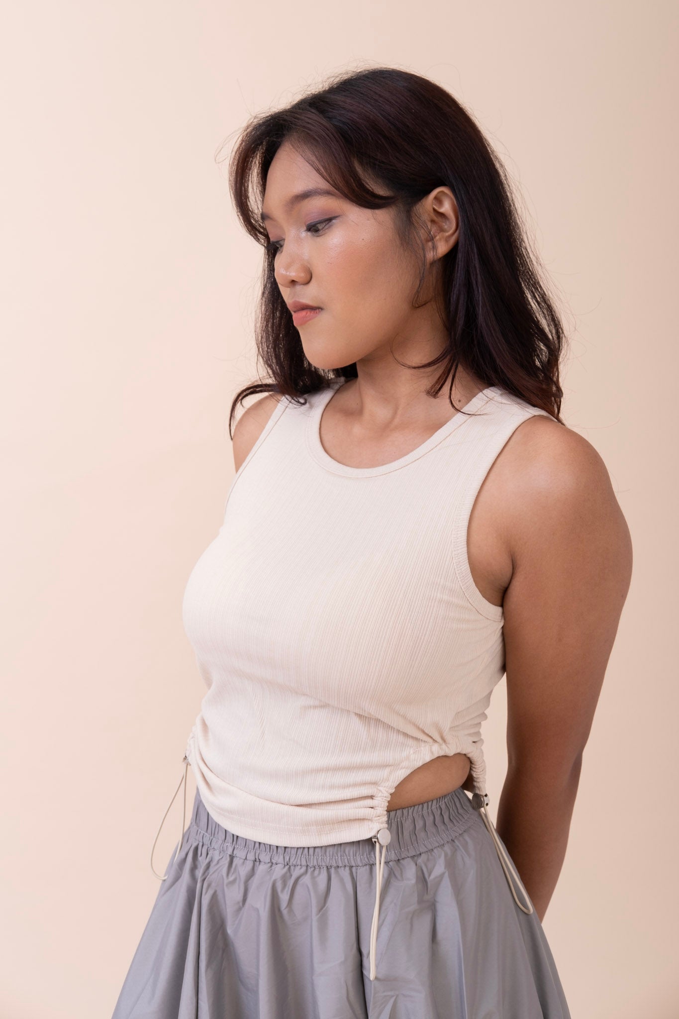 RUCHED TANK TOP WITH INBUILT PADS