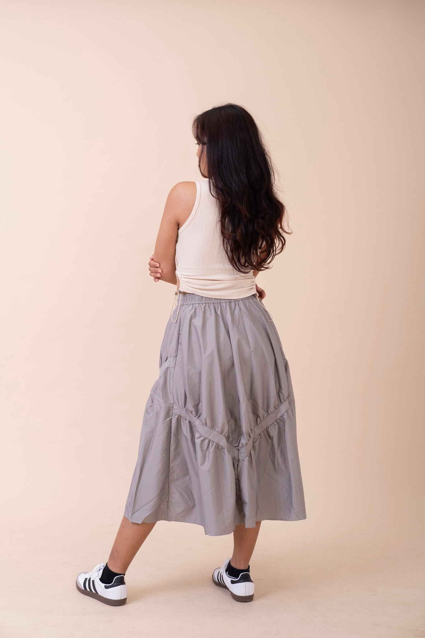 KOREAN ASYMMETRICAL GREY SKIRT