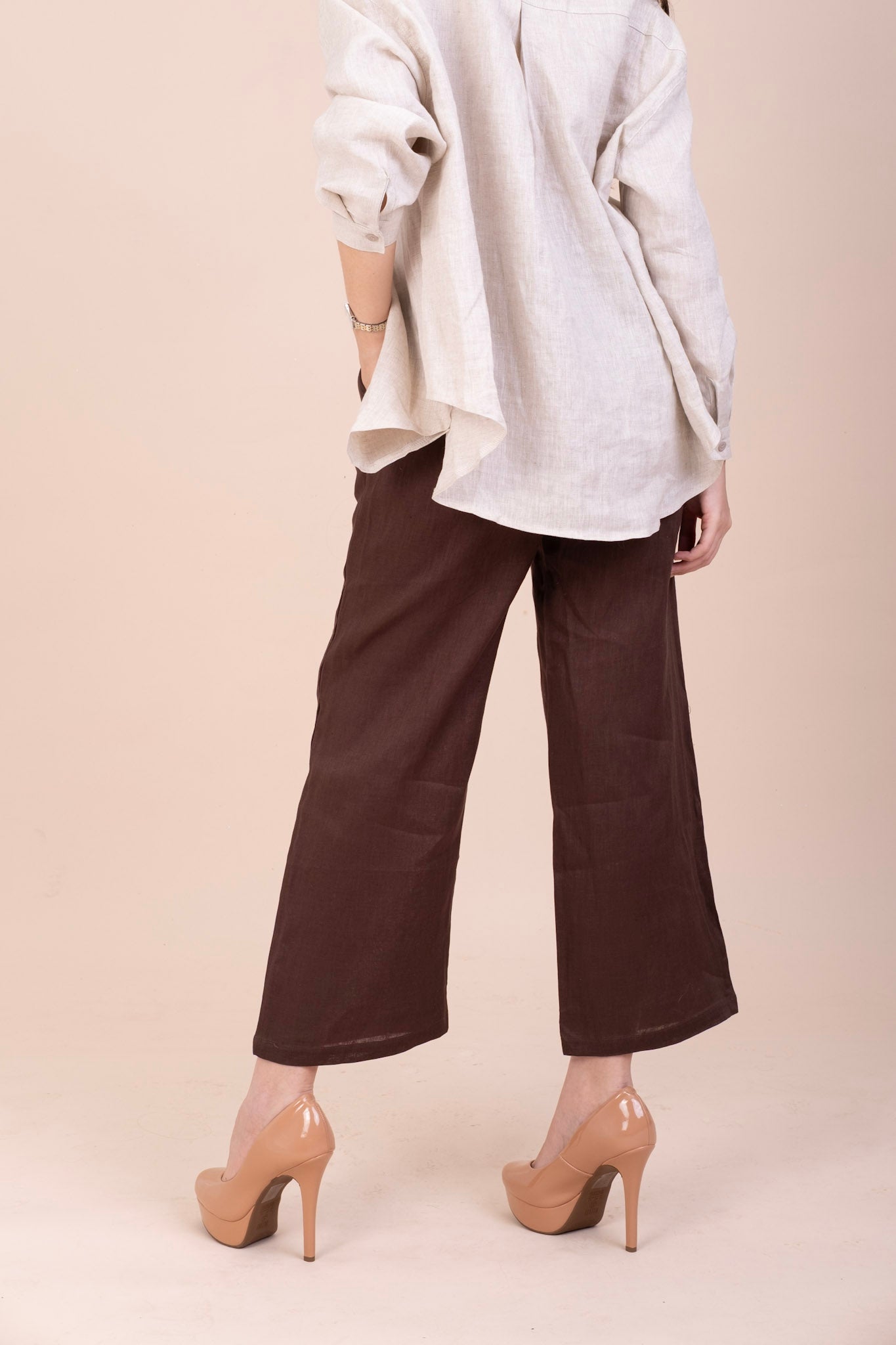 CHOCOLATE BROWN LINEN PANTS