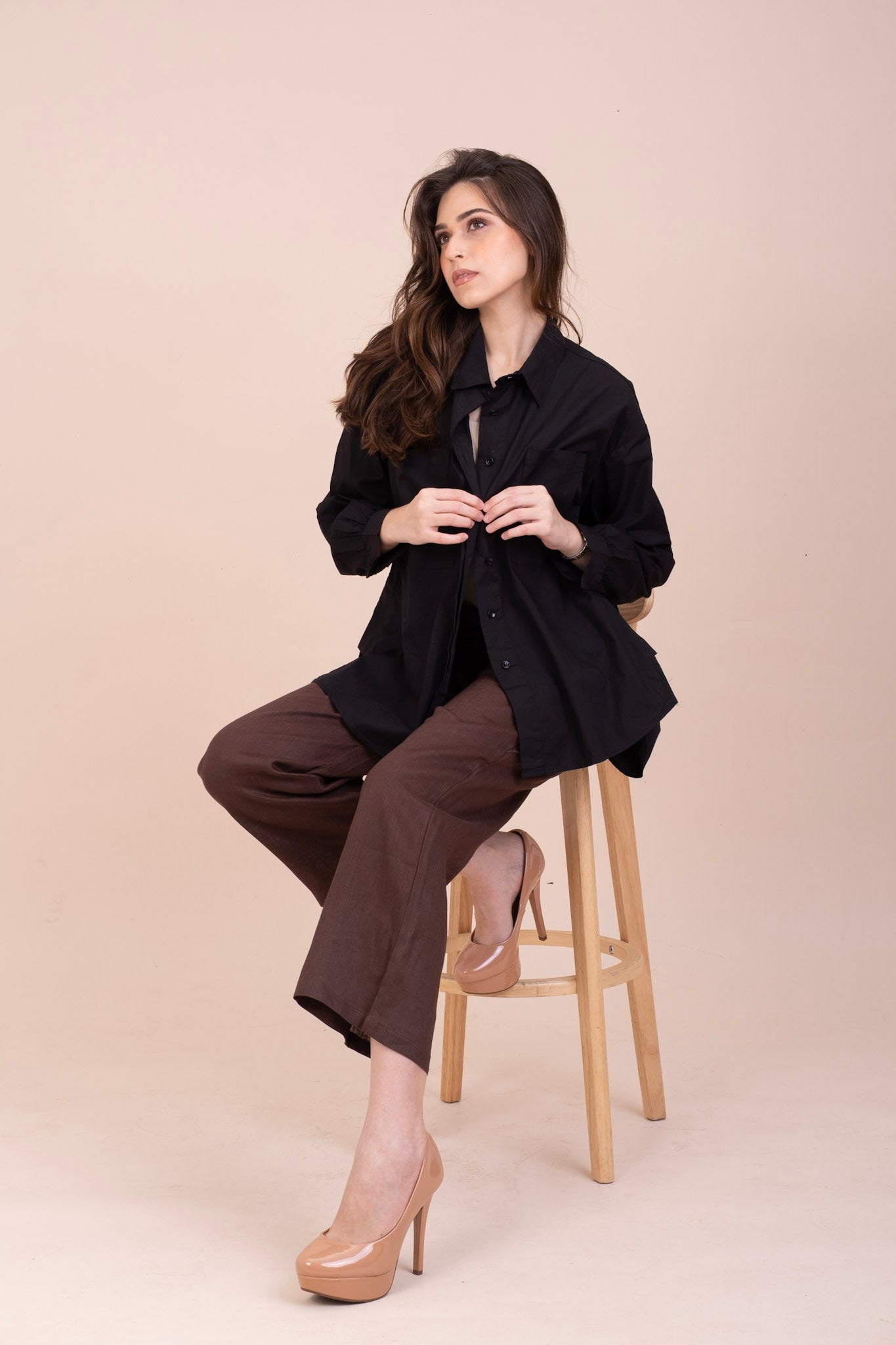 BLACK OVERSIZED SHIRT – High Low Cotton Top