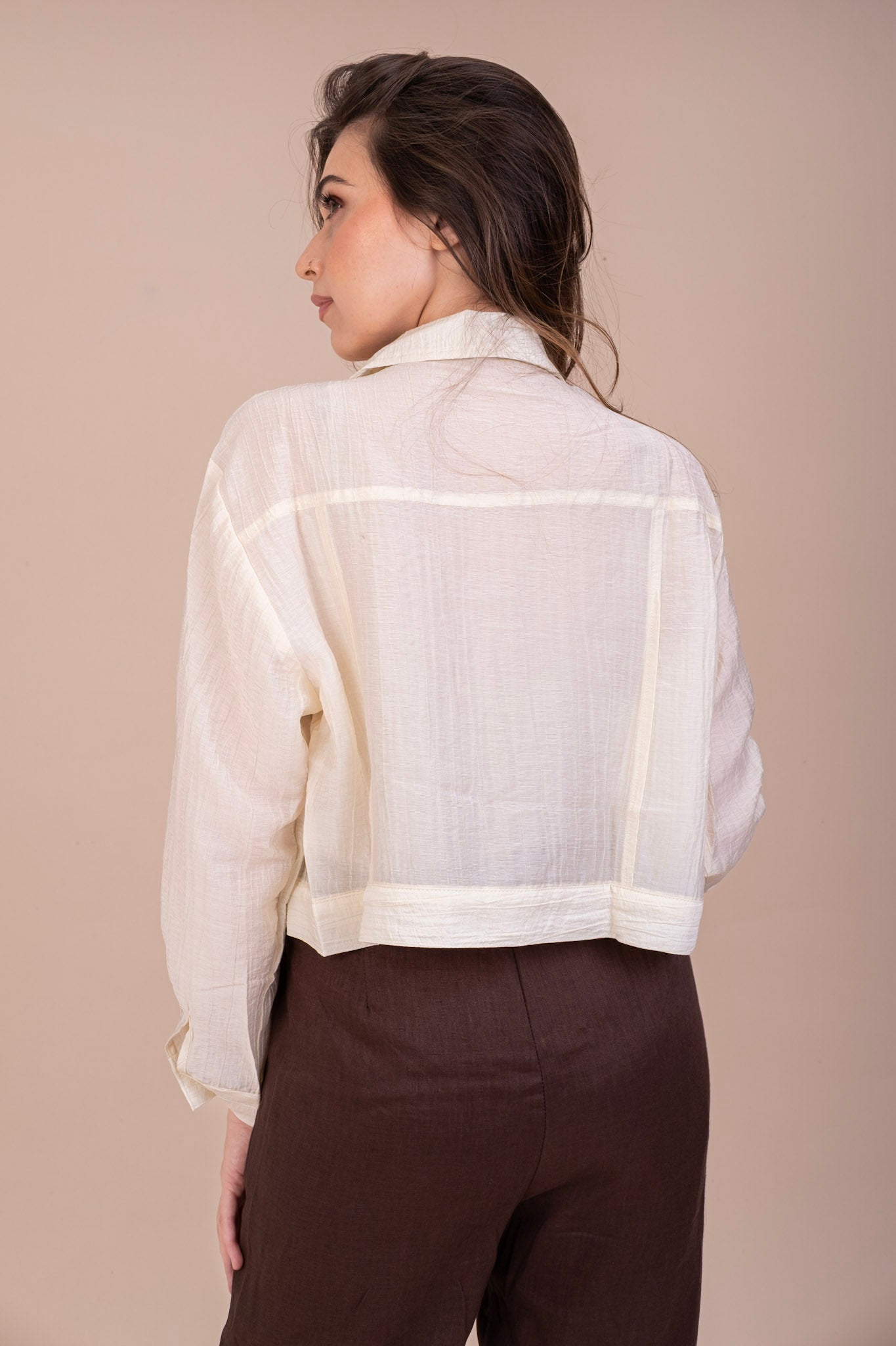 PASTEL CARGO CROP SHIRT - IVORY