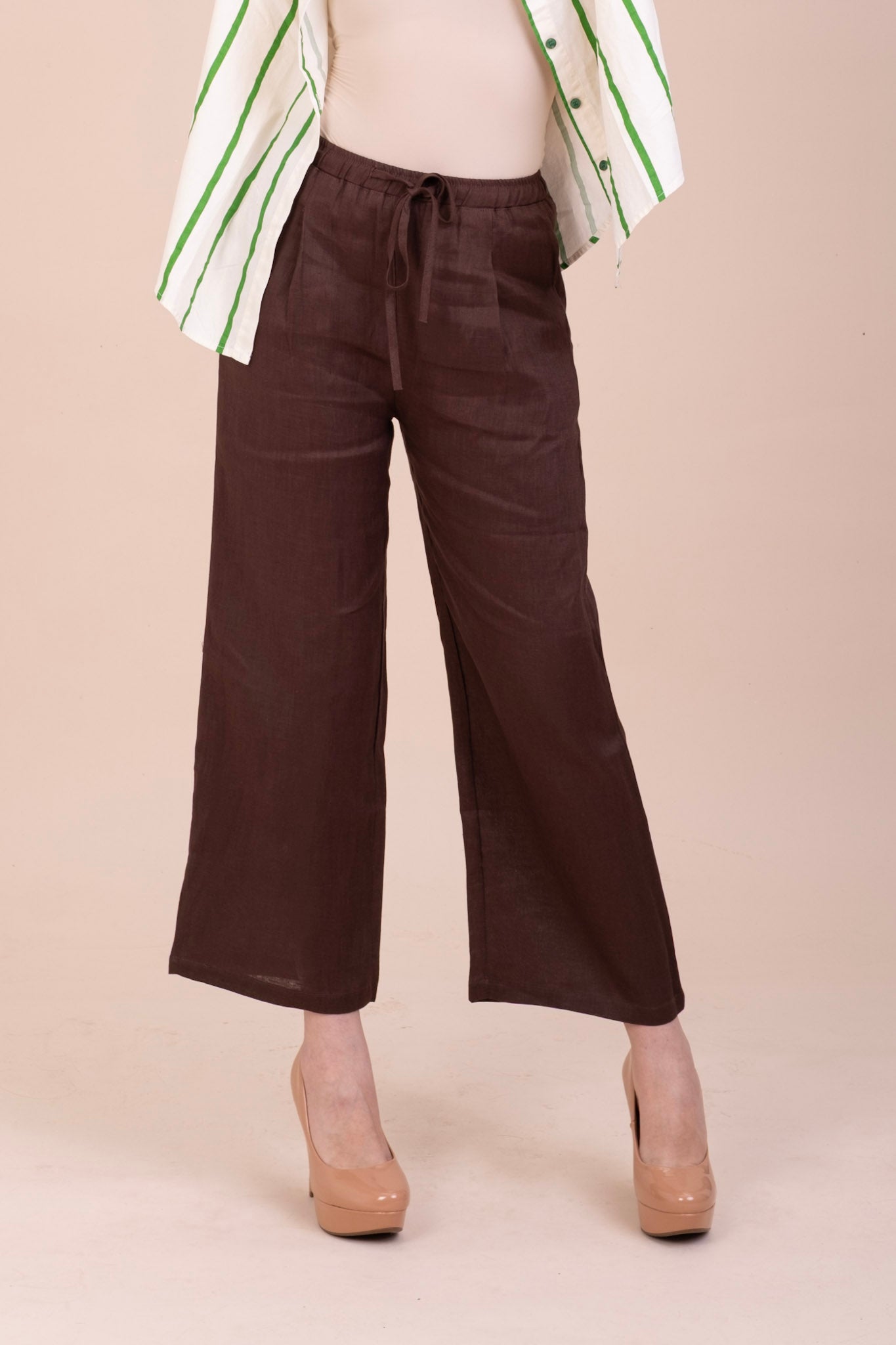 CHOCOLATE BROWN LINEN PANTS
