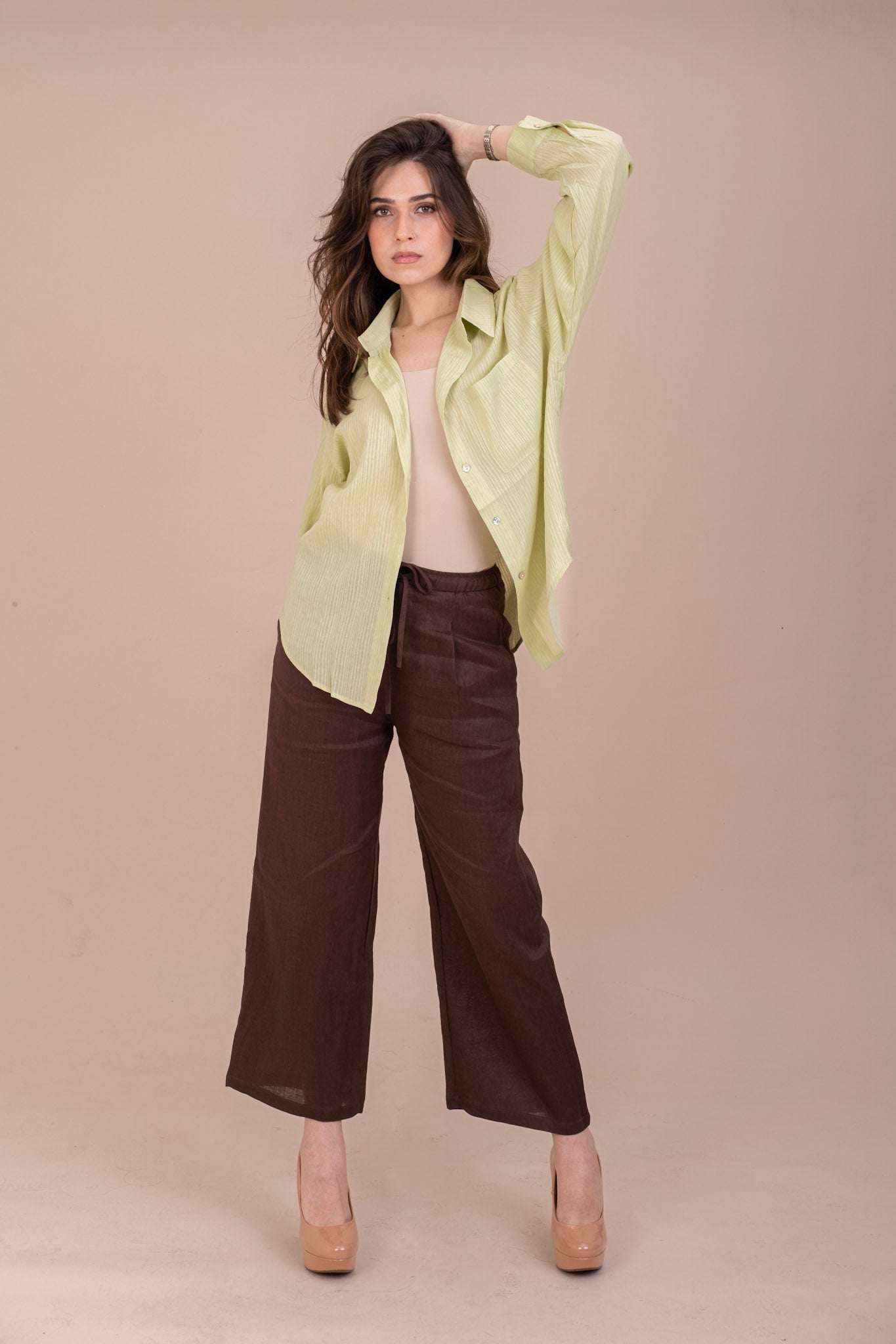 PASTEL KIWI GREEN OVERSIZED BUTTON-UP SHIRT