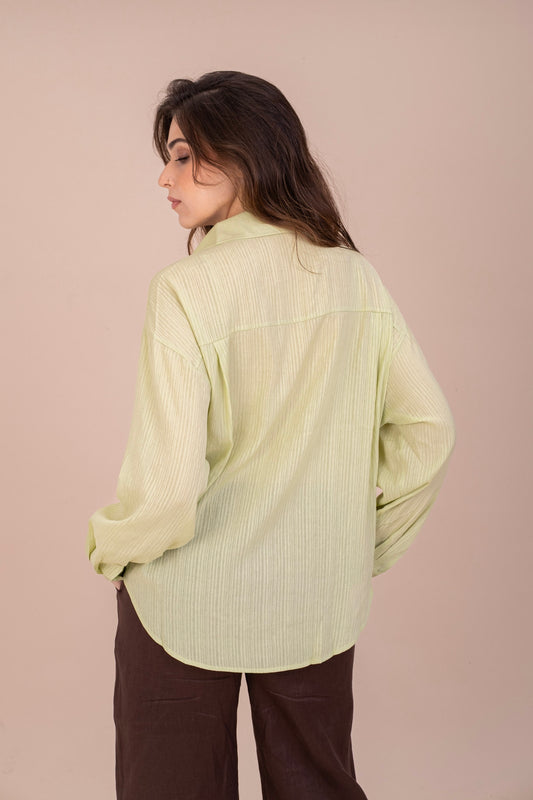 PASTEL KIWI GREEN OVERSIZED BUTTON-UP SHIRT