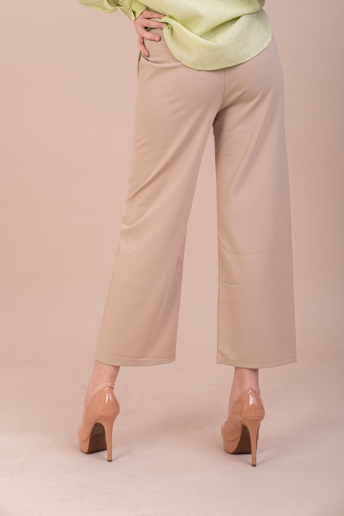 AIRPORT RIBBED PANTS - BEIGE