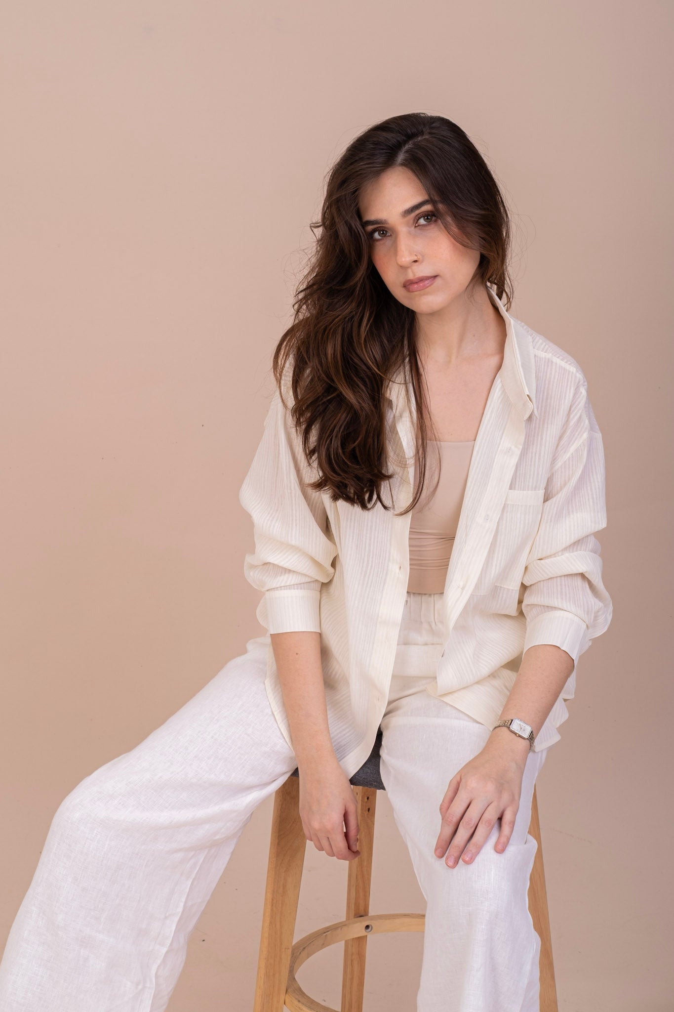 IVORY OVERSIZED BUTTON-UP SHIRT