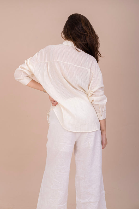 IVORY OVERSIZED BUTTON-UP SHIRT