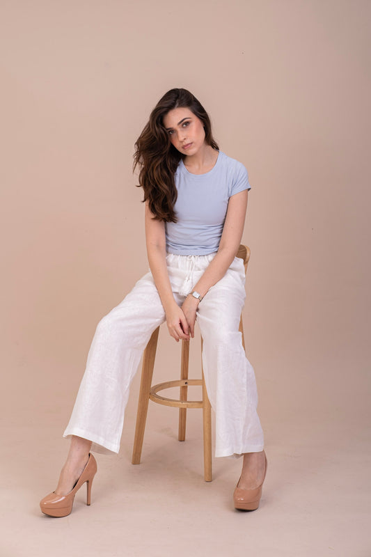 RUCHED POWDER BLUE CROP TOP