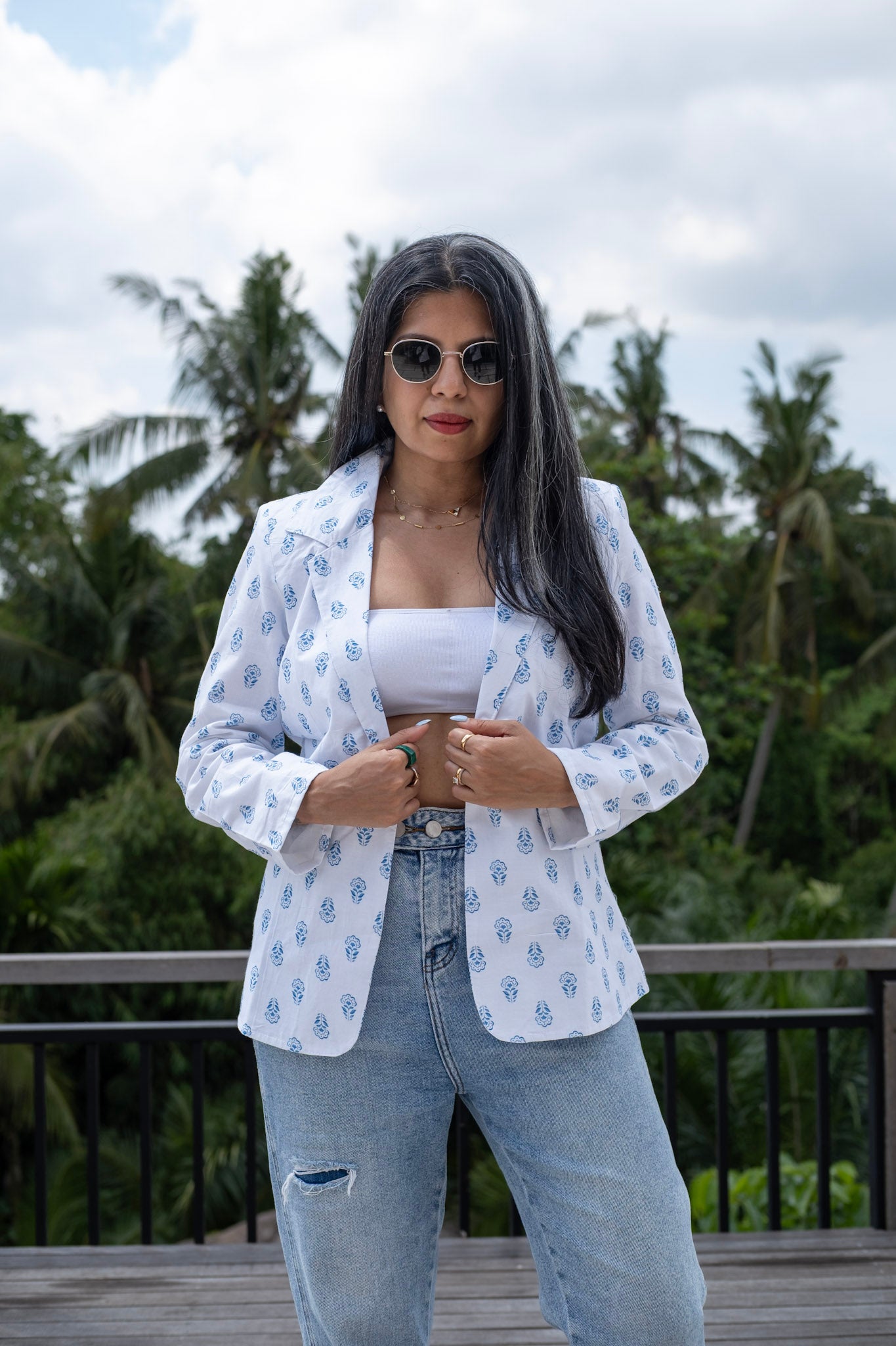 WHITE PRINTED SUMMER BLAZER