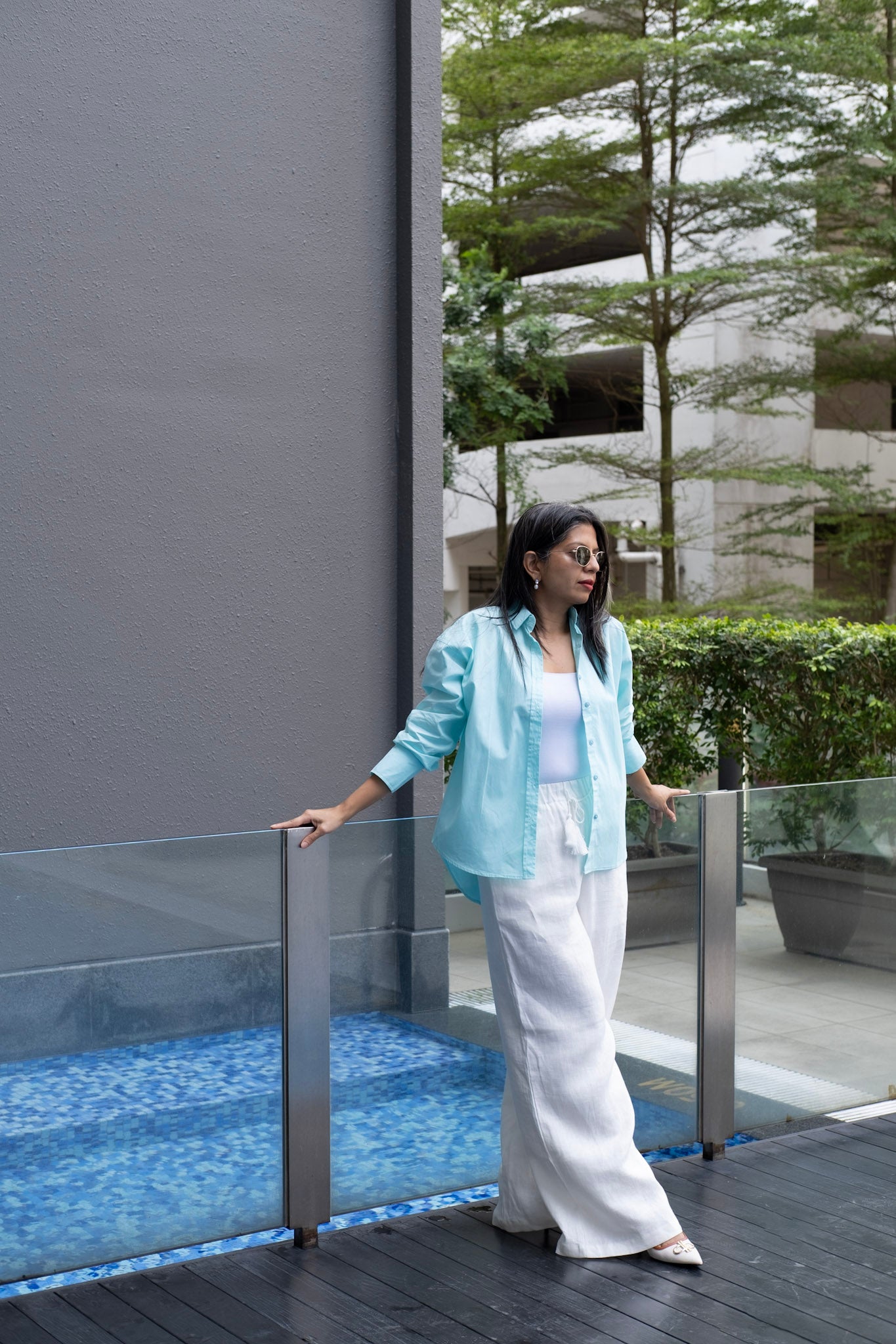 TIFFANY BLUE COTTON SHIRT – Button-Up High-Low Hem | Everyday & Office Wear