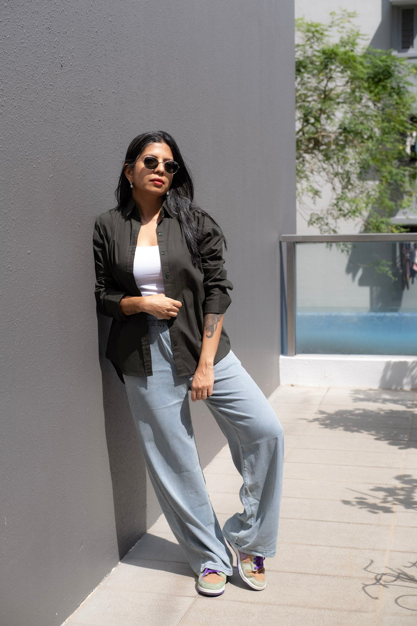 OLIVE GREEN COTTON SHIRT – Button-Up with High-Low Hem | Everyday & Workwear Style