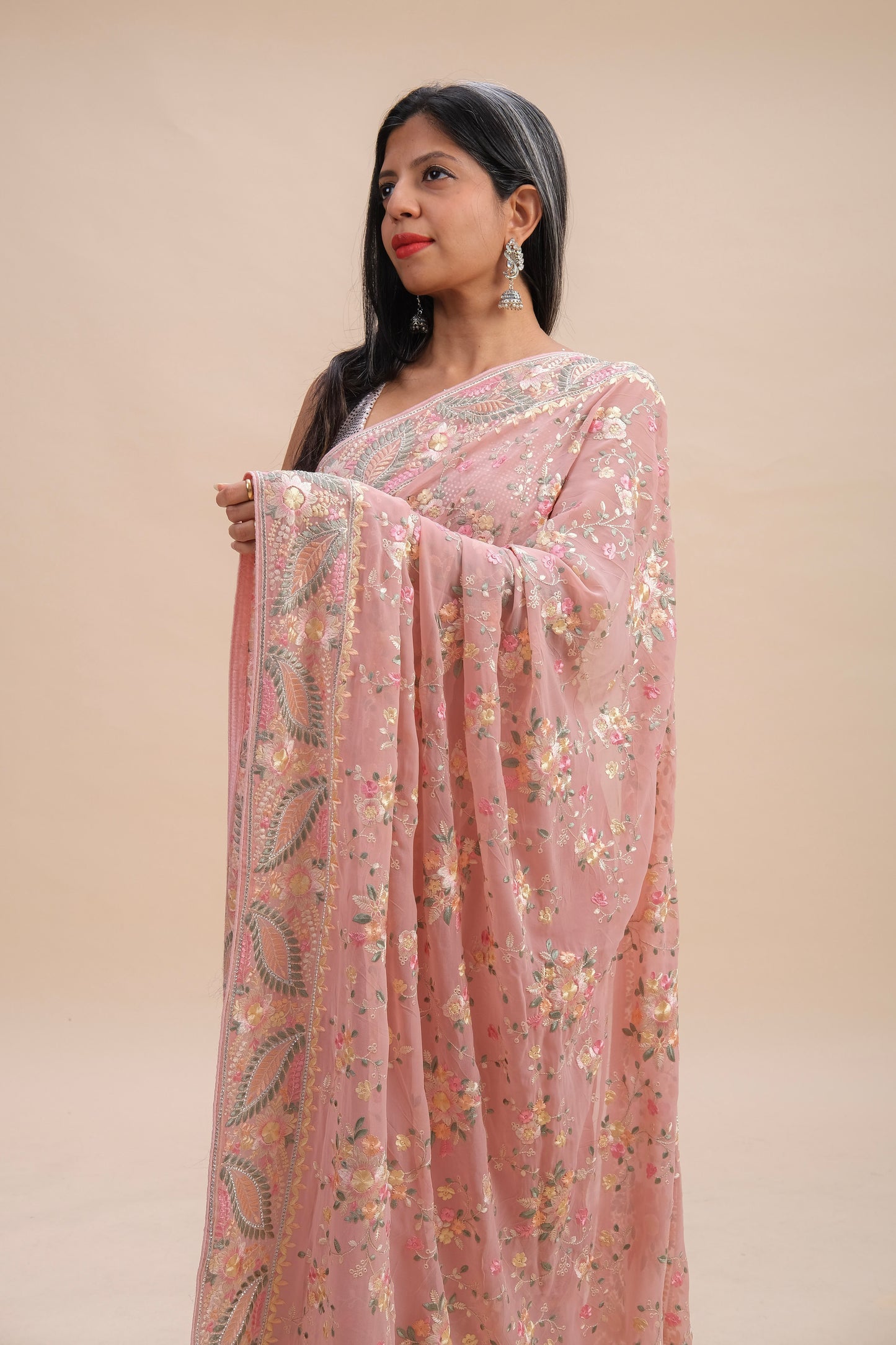 BLUSH PINK EMBROIDERED SAREE