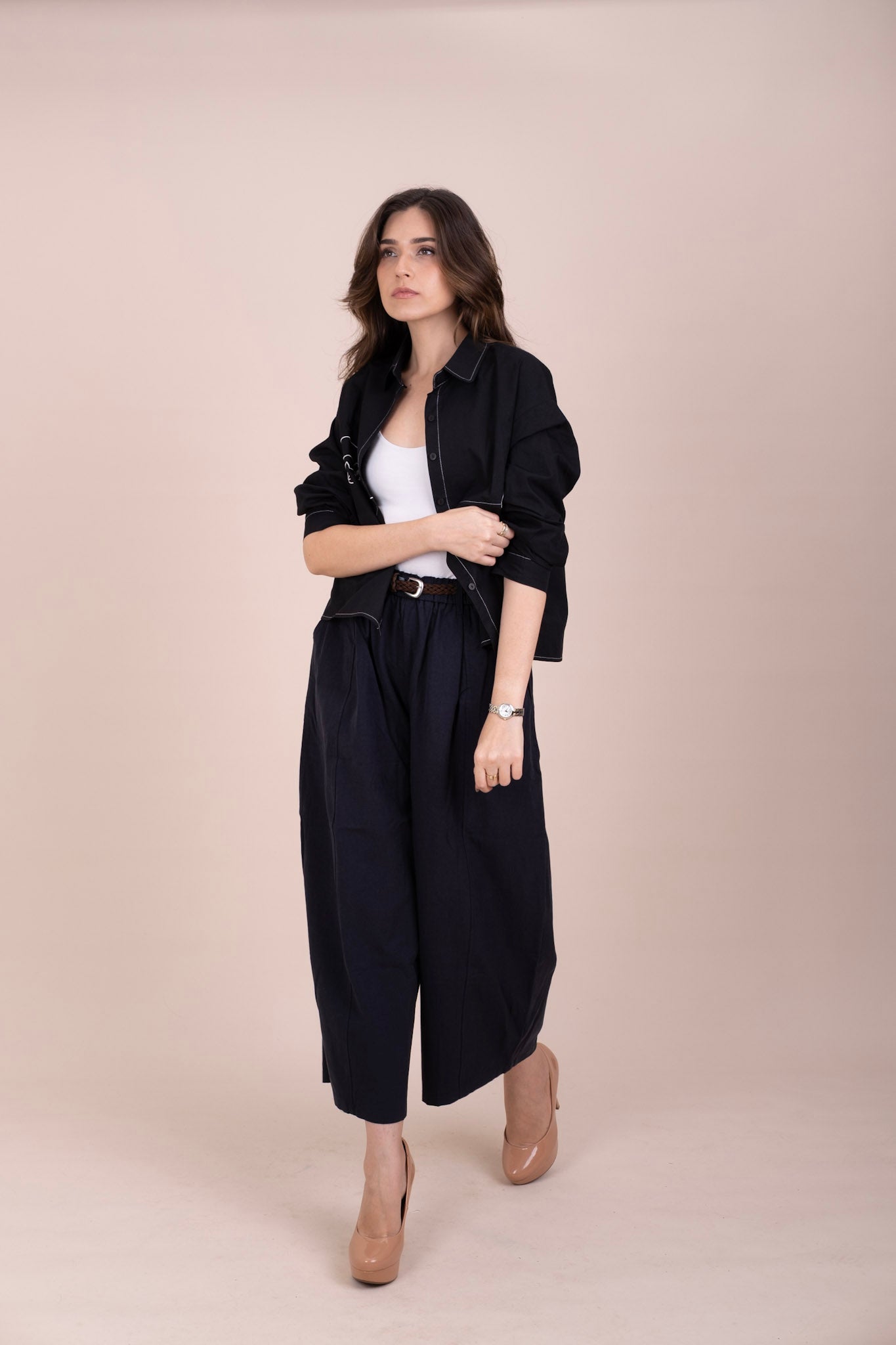 DEEP BLUE BARREL TROUSERS
