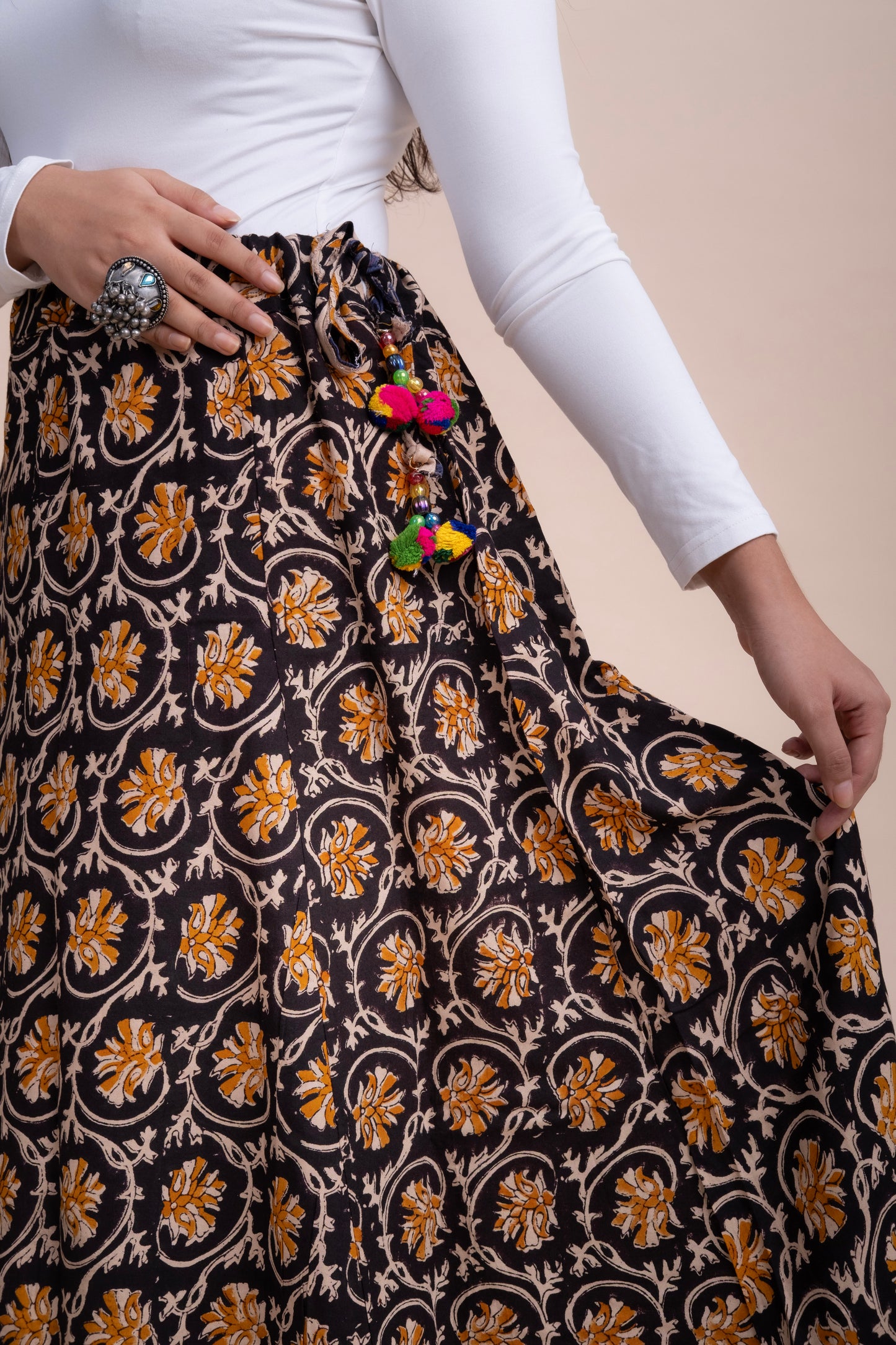 BAGRU PRINT COTTON MAXI SKIRT