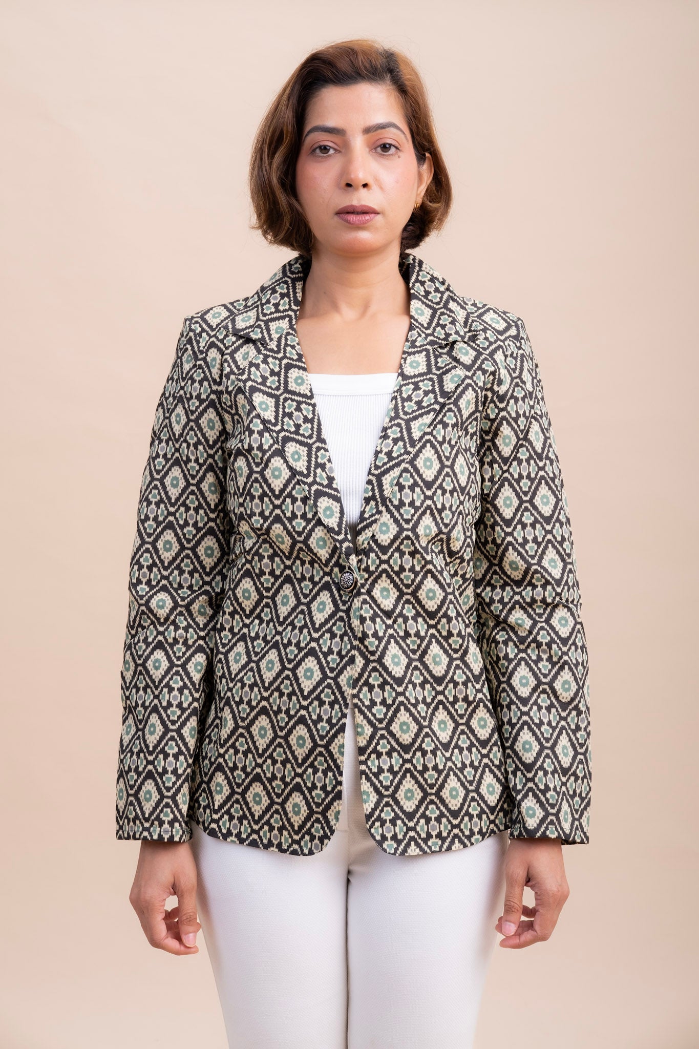 BLOCK PRINTED BLAZER JACKET