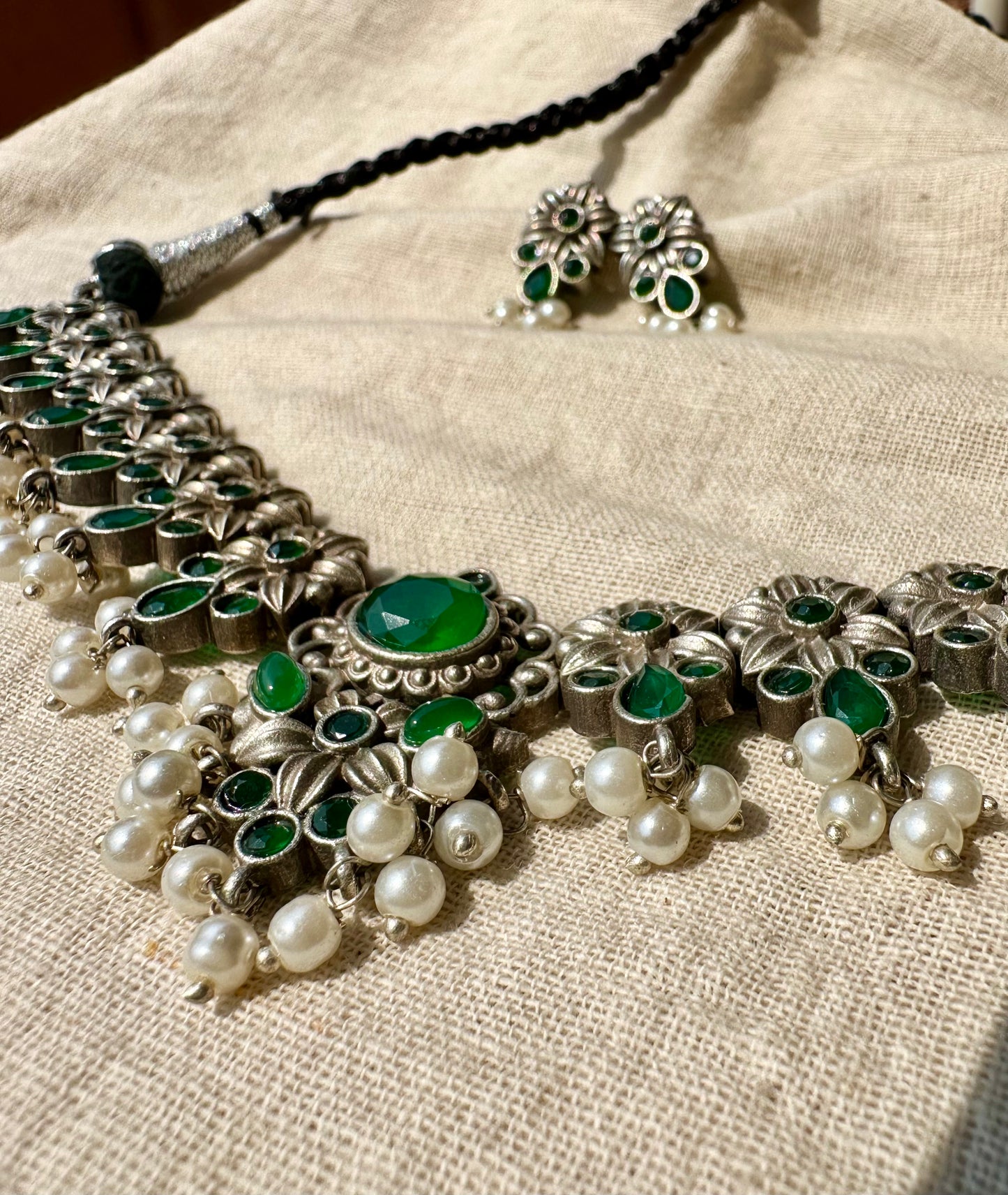 ANTIQUE EMERALD NECKLACE SET