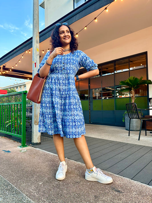BLUE JAIPURI DRESS