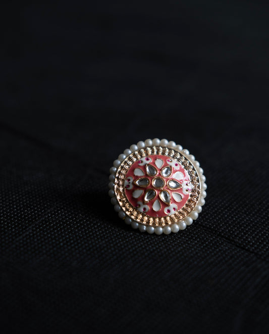 ENAMEL GOLD PLATED ADJUSTABLE RING