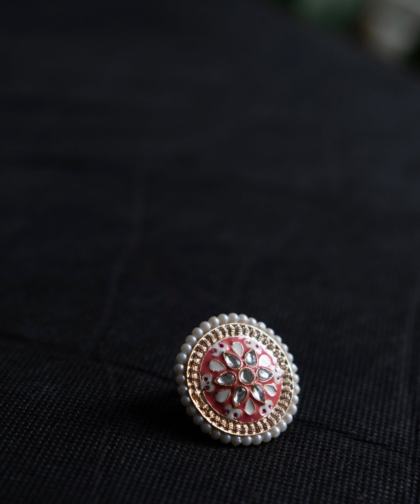 ENAMEL GOLD PLATED ADJUSTABLE RING