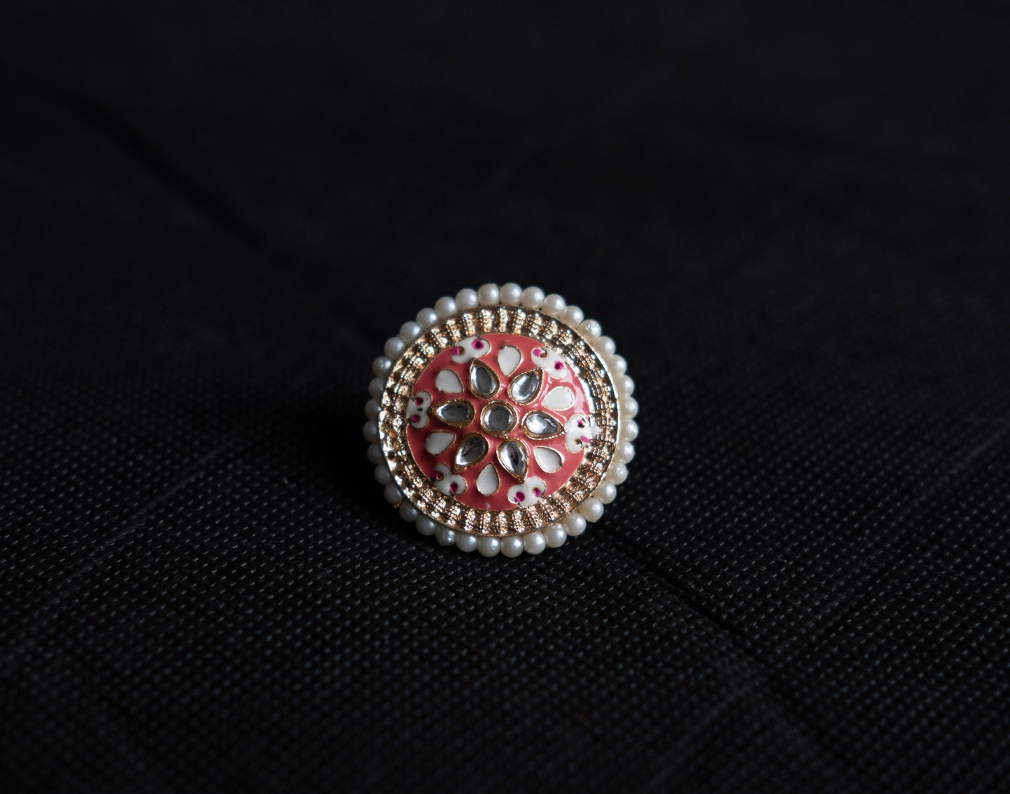 ENAMEL GOLD PLATED ADJUSTABLE RING