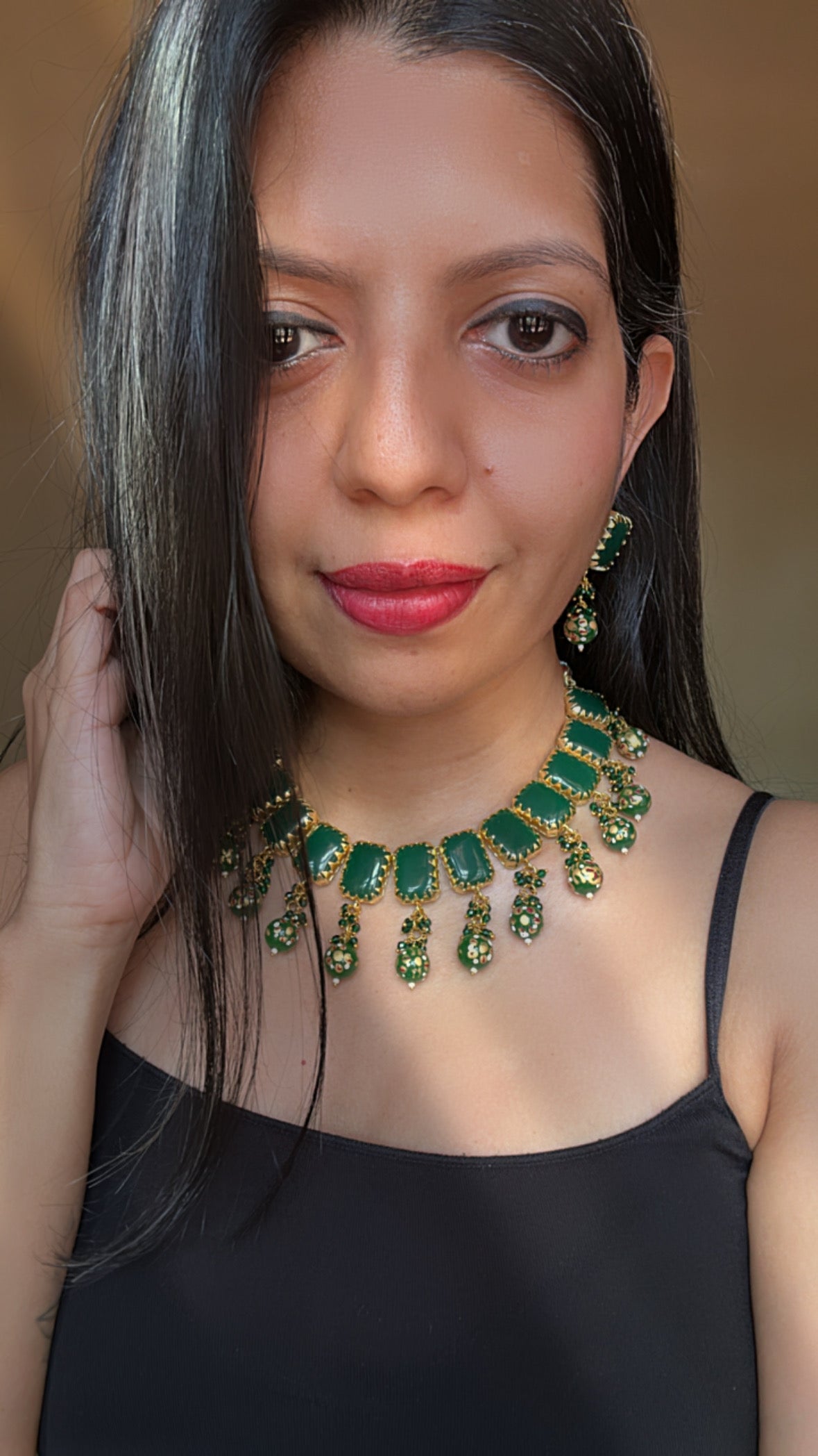 EMERALD GREEN AND GOLD CHOKER SET