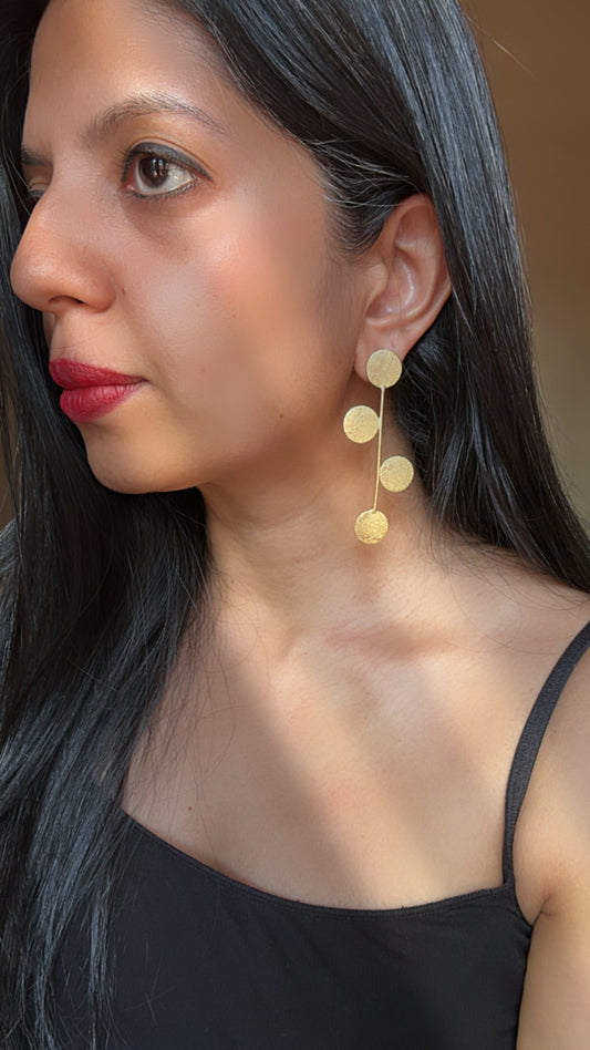 GOLD LONG STEM EARRINGS