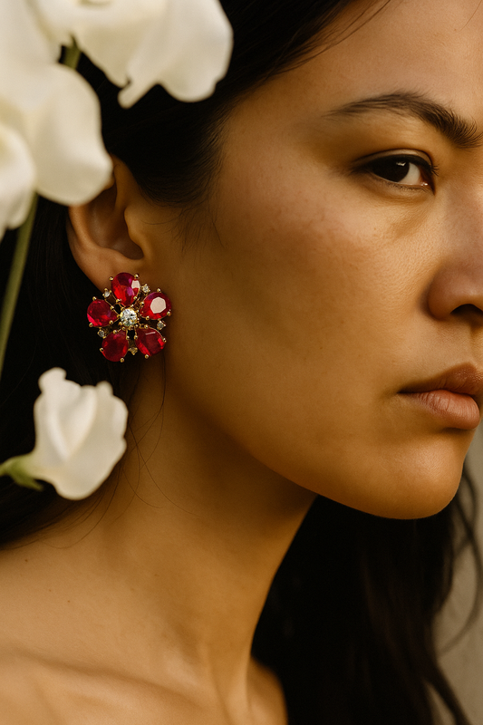 RUBY FLORENCE STUD EARRINGS β Timeless Elegance in Every Detail