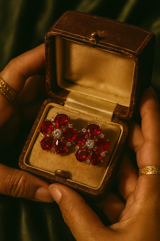 RUBY FLORENCE STUD EARRINGS β Timeless Elegance in Every Detail