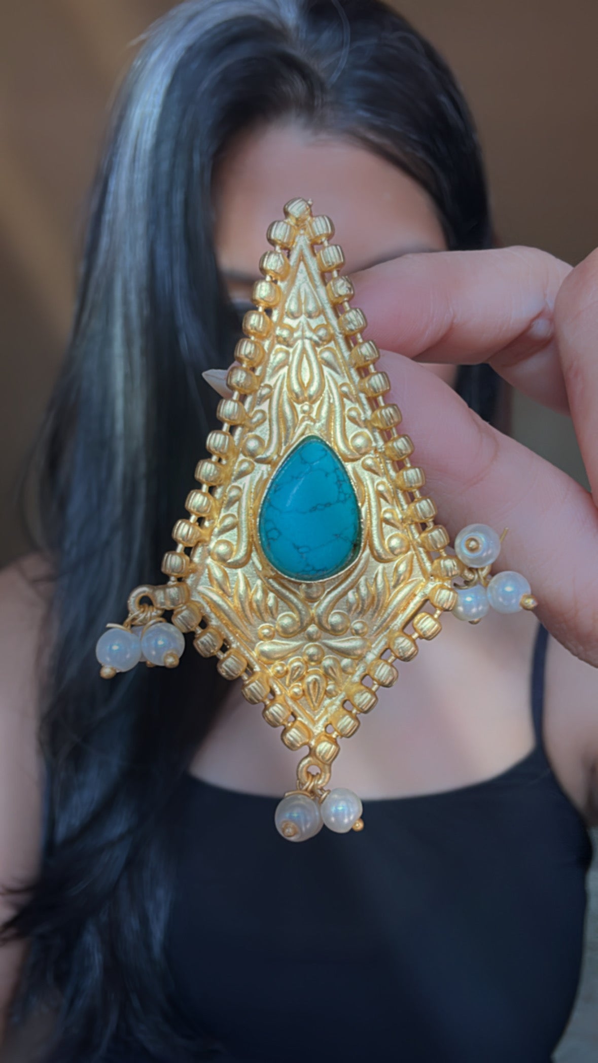 TURQUOISE GOLD EARRINGS