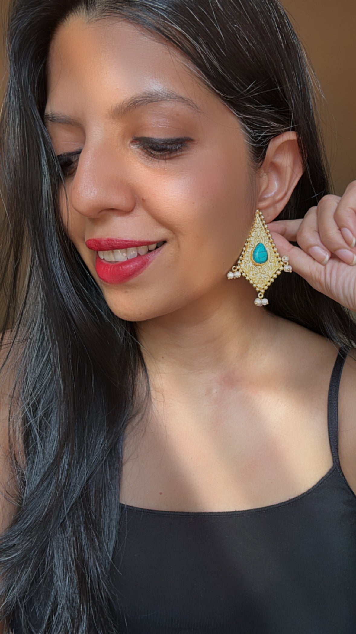 TURQUOISE GOLD EARRINGS