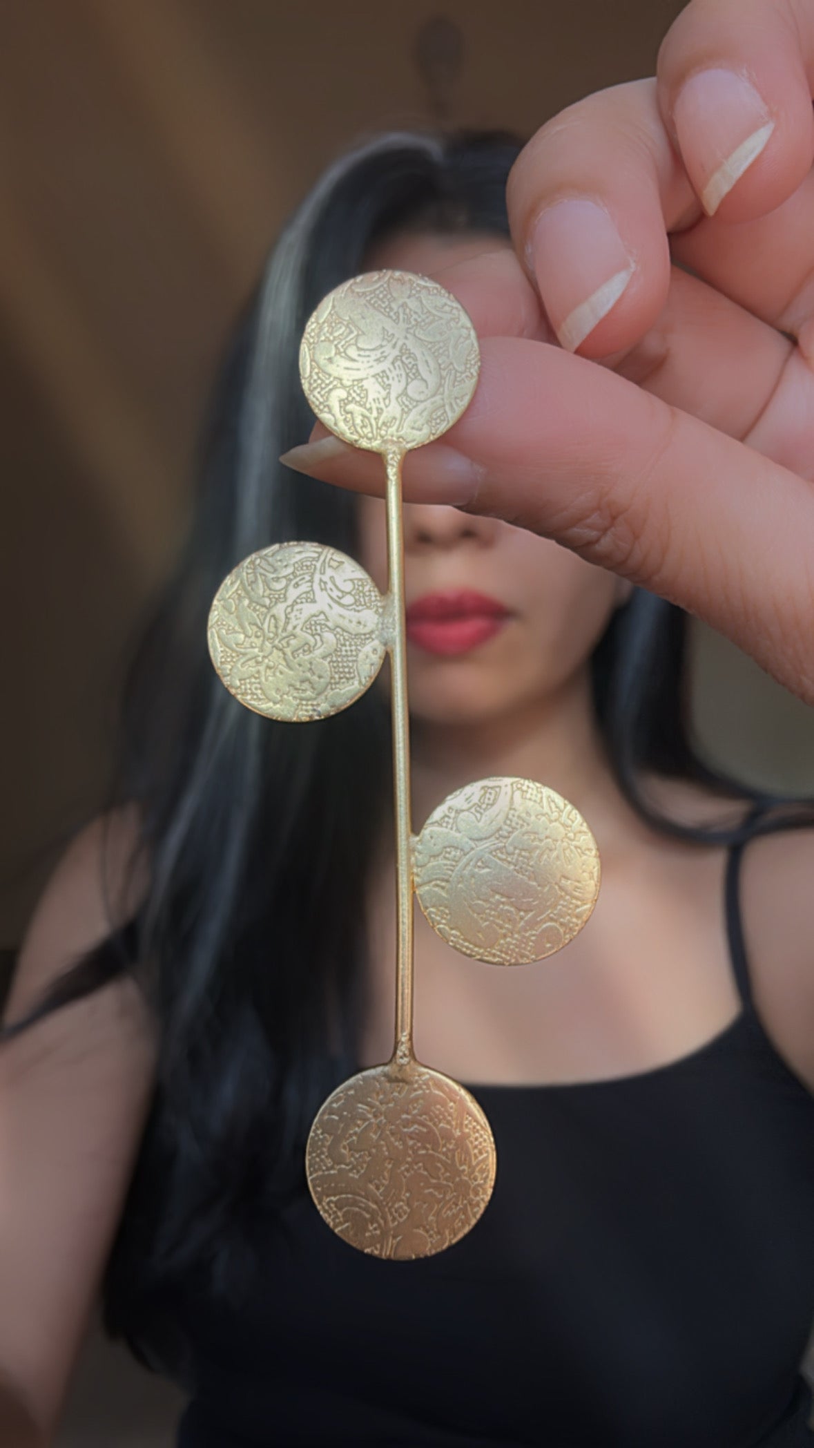 GOLD LONG STEM EARRINGS