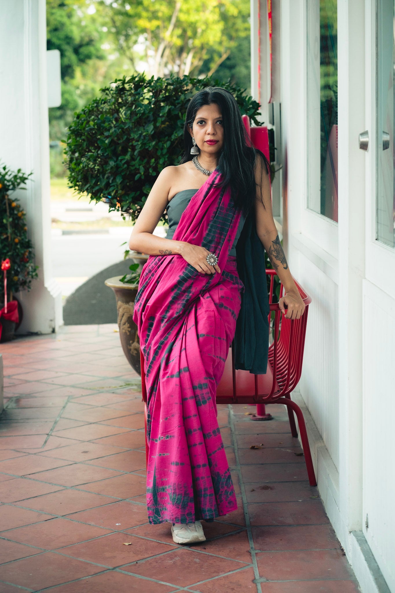 PINK TIE DYE COTTON SAREE