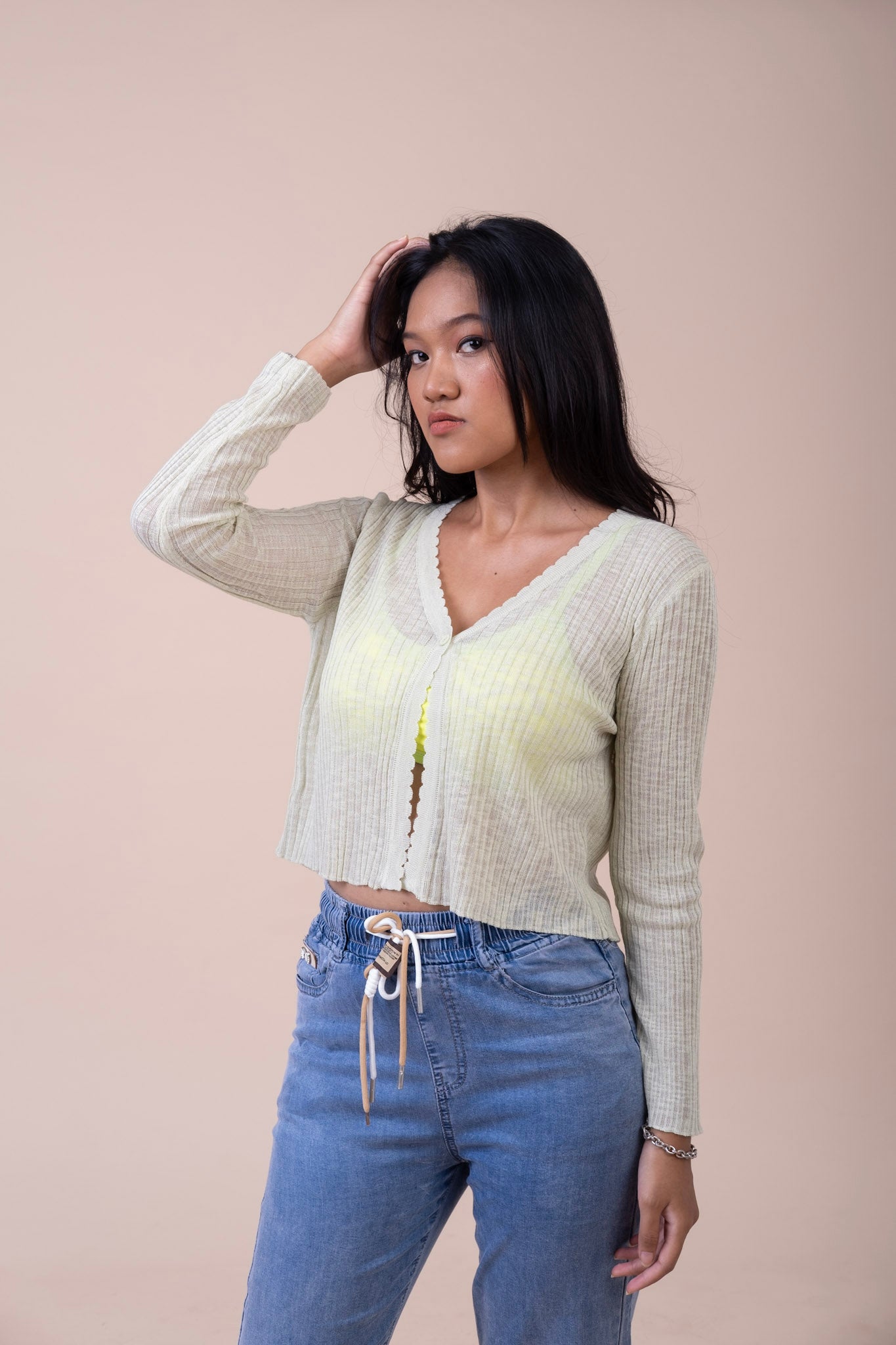 Y2K FULL SLEEVES PASTEL CROP CARDIGAN