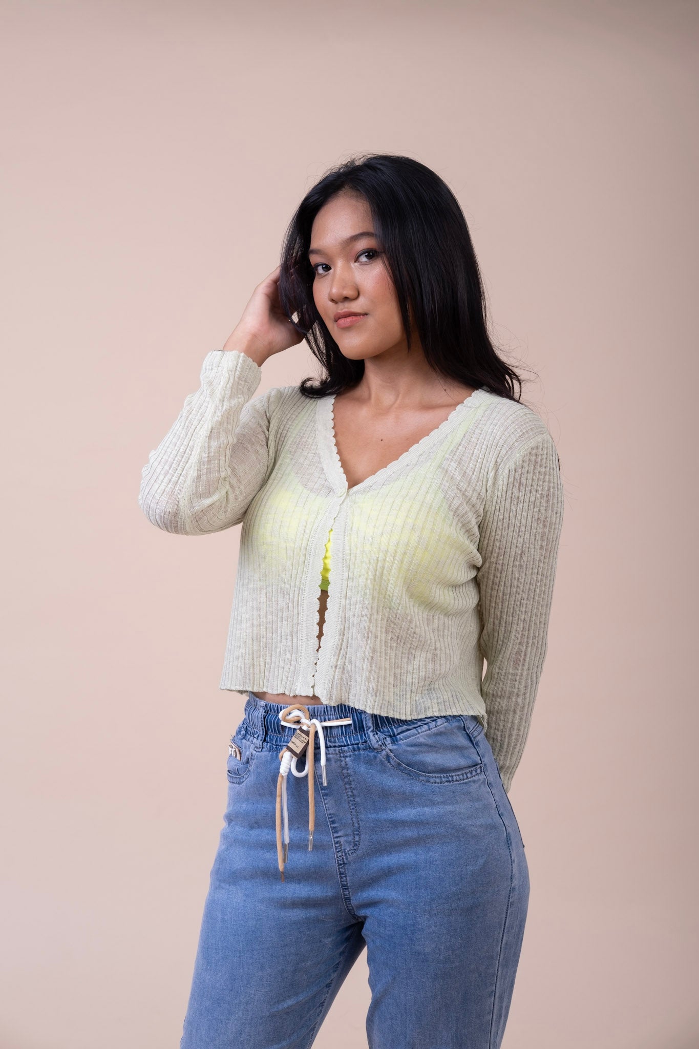 Y2K FULL SLEEVES PASTEL CROP CARDIGAN