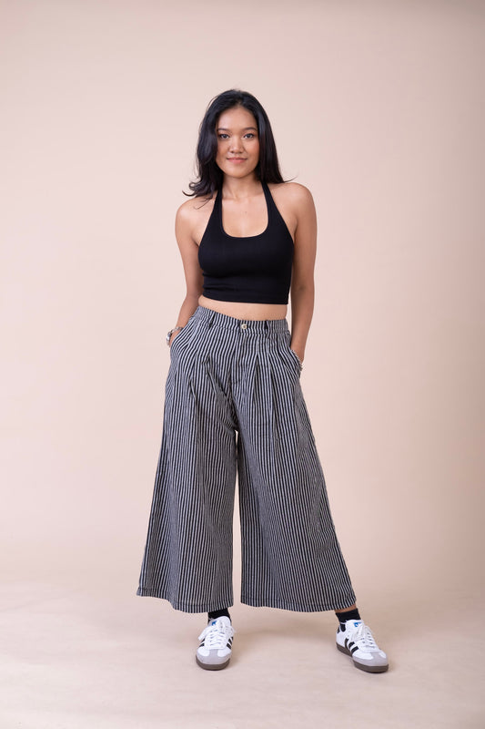 BLACK PLEATED CULOTTES