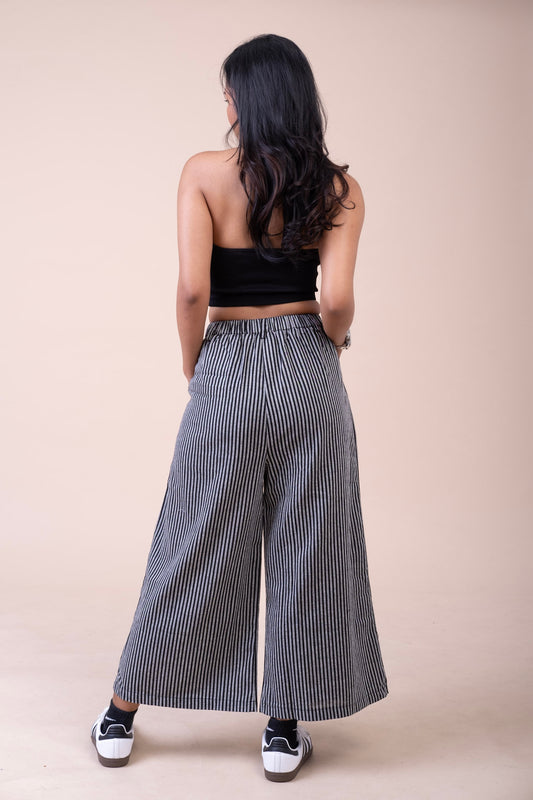 BLACK PLEATED CULOTTES