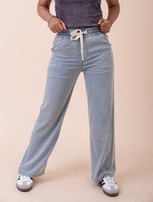 DENIM PULL-ON KOREAN PANTS