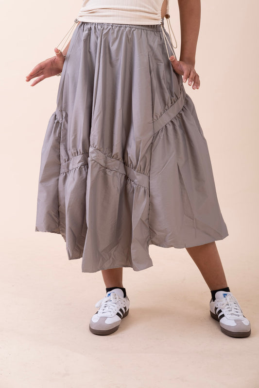 KOREAN ASYMMETRICAL GREY SKIRT