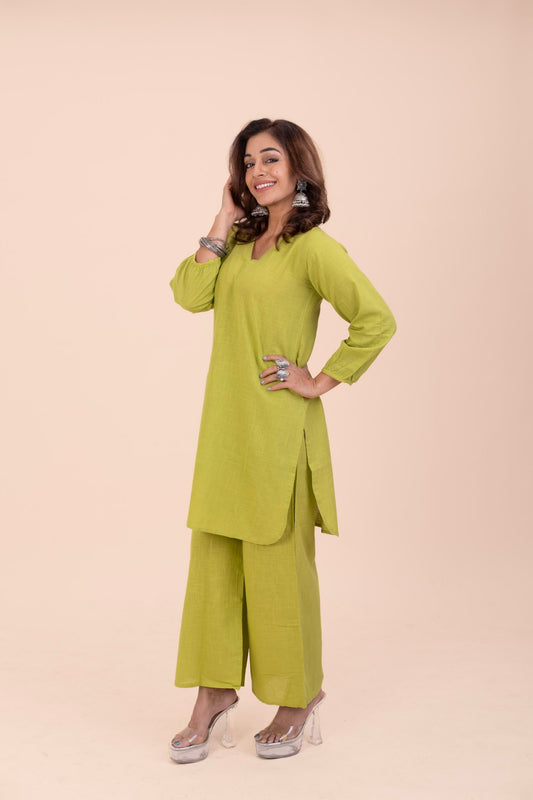 Green Cotton Kurta Set