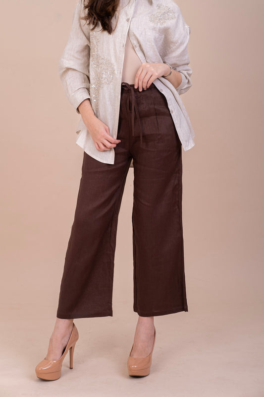 CHOCOLATE BROWN LINEN PANTS