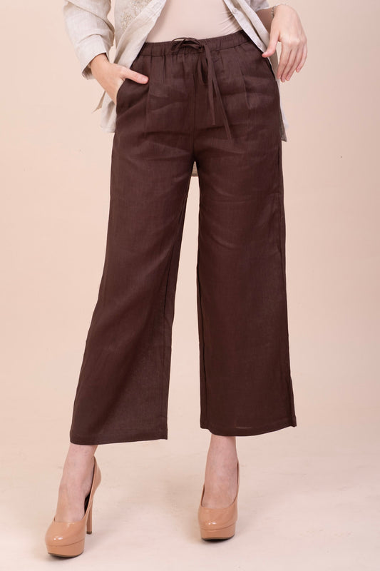 CHOCOLATE BROWN LINEN PANTS