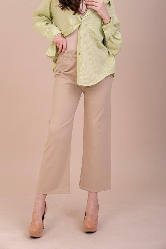 AIRPORT RIBBED PANTS - BEIGE
