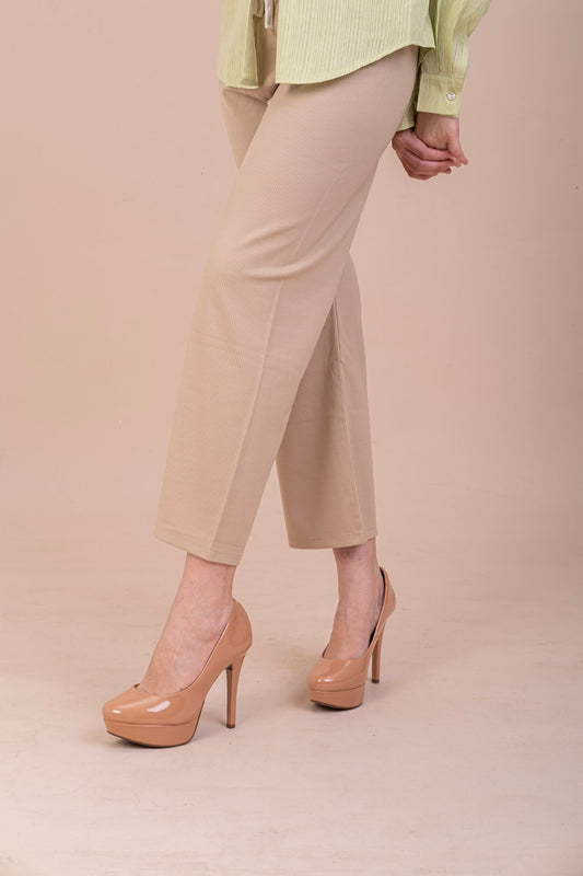 AIRPORT RIBBED PANTS - BEIGE