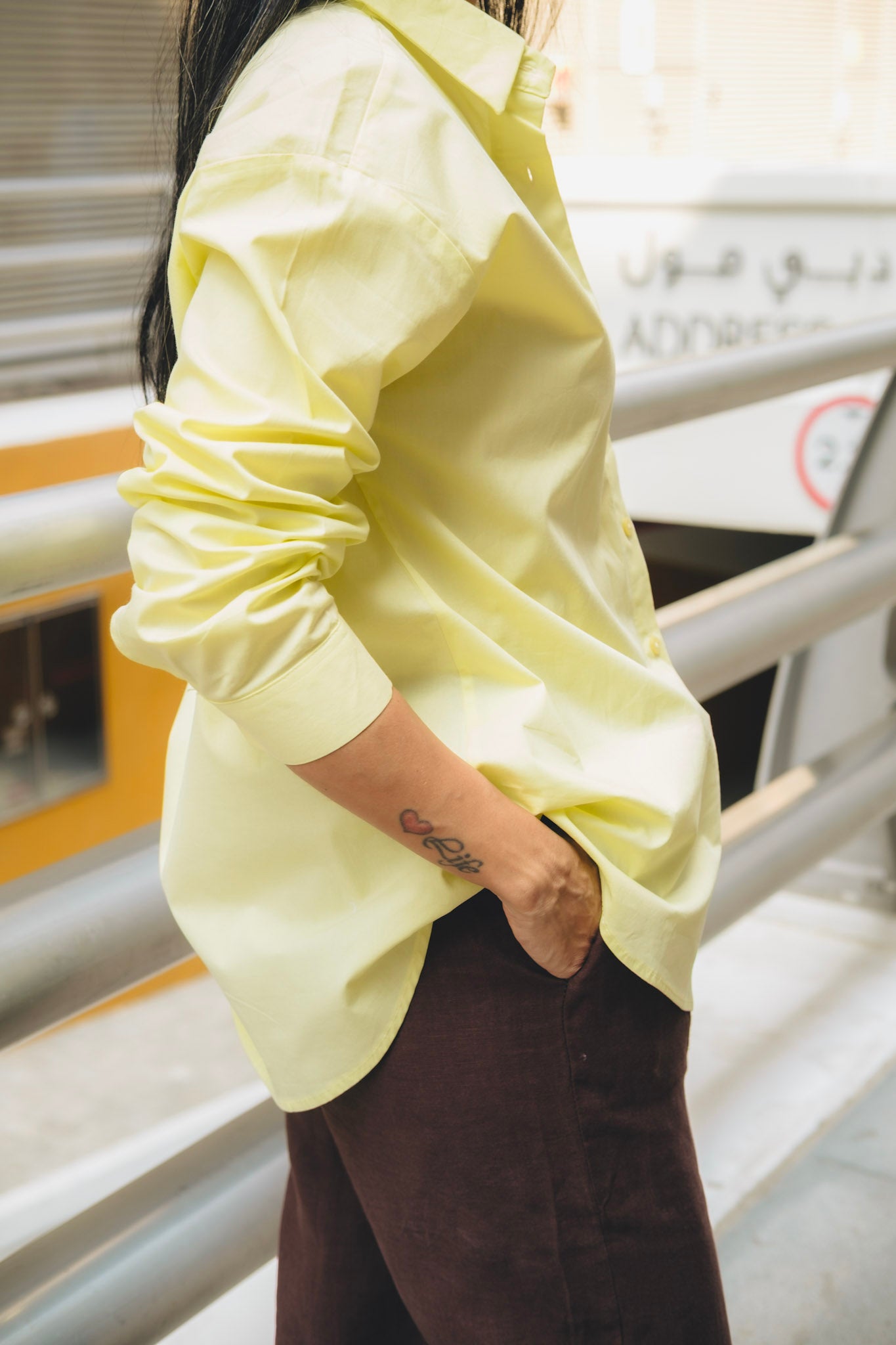 PASTEL YELLOW OVERSIZED PREMIUM COTTON SHIRT FOR WOMEN