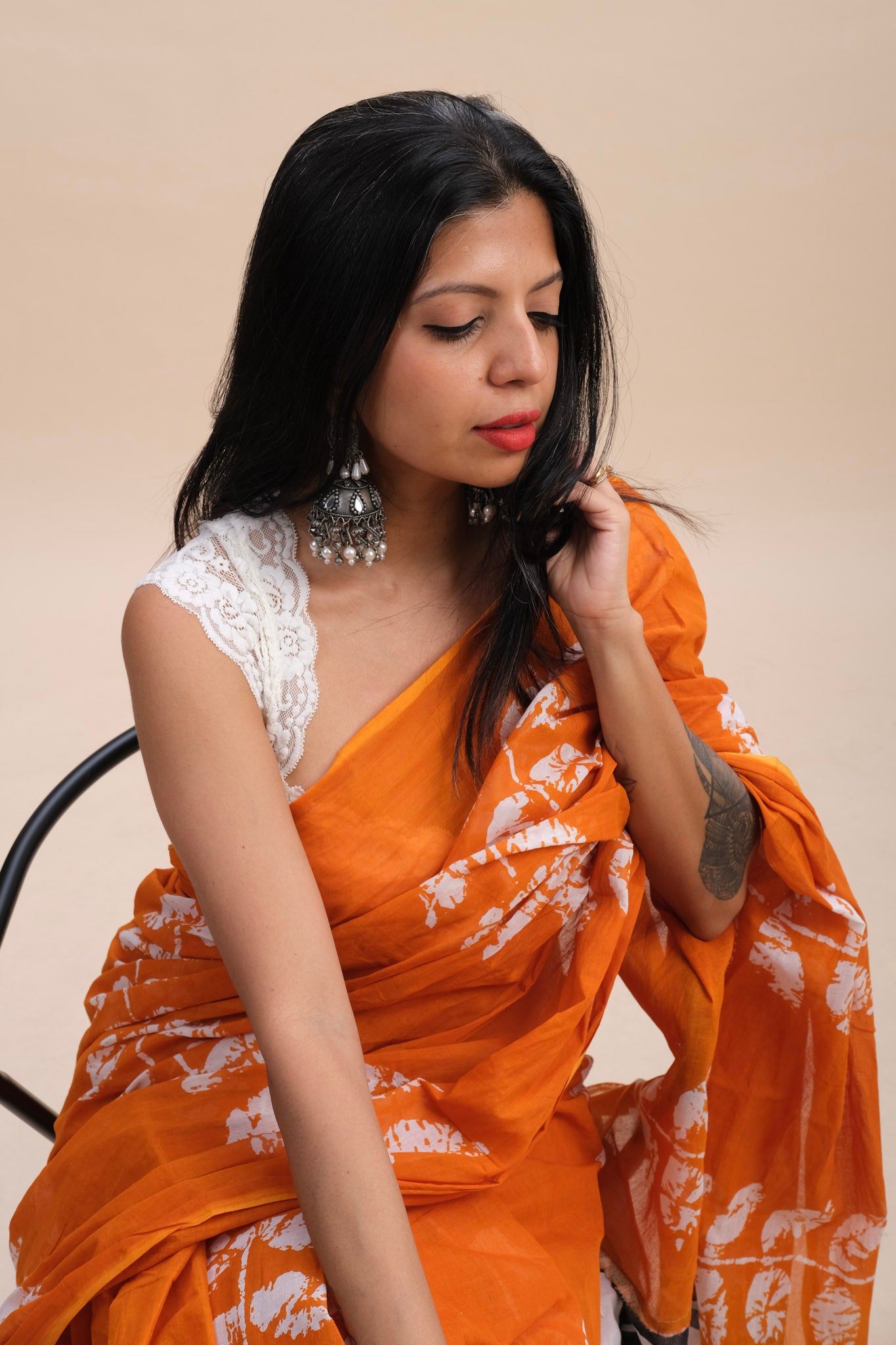 ORANGE HANDLOOM SAREE